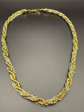 Chunky Gold and Silver Tone Twisted Necklace Unbranded Drip Bold
